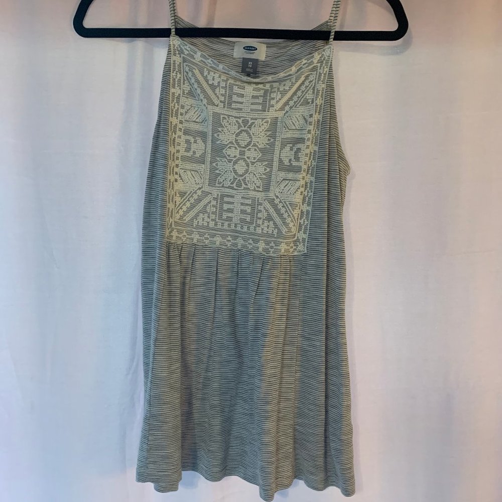 Striped Gray and White Tank Top